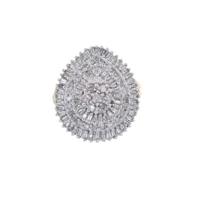Cocktail Ballerina Ring in 14kt two tones with 0.95 Cts in Diamonds