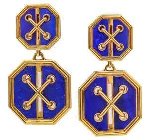 DAVID WEBB Aldo Cipullo Design Dangle Earrings In 18Kt Gold With Lapis Lazuli