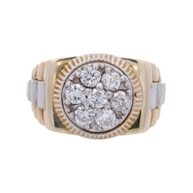 Men's 14kt two tones Ring with 1.02 Cts in Diamonds