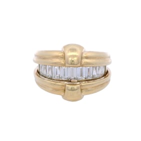 Mid-Century 2 in 1 Ring in 18kt yellow Gold with 1.60 Cts in VVS Diamonds
