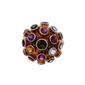 Vintage 18kt yellow Gold Sputnik with multi color Gemstones