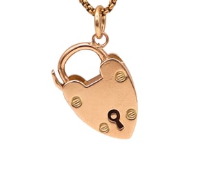 Joseph Cook & Son 1910 Edwardian Heart Shaped Lover Padlock In 9Kt Pink Gold