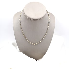 Antique Platinum Bracelets/Necklace with Natural Pearls