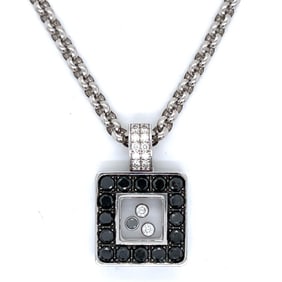 CHOPARD 18K White Gold Black Diamond Pendant & Necklace