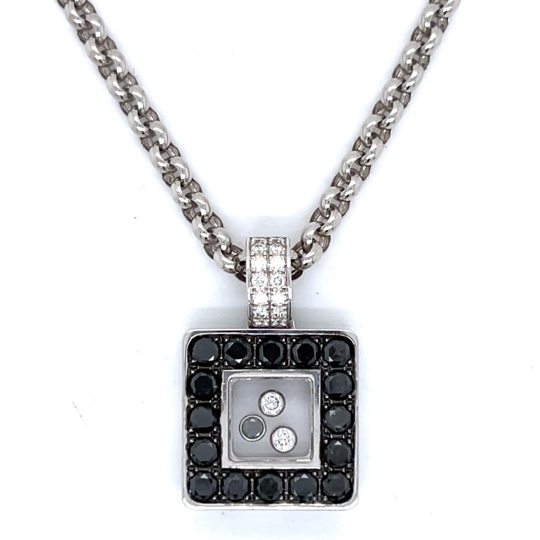 CHOPARD 18K White Gold Black Diamond Pendant & Necklace (1 of 6)