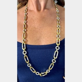 Mid-Century 18K Yellow & White Gold Diamond Necklace