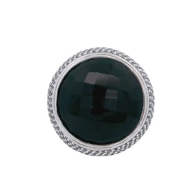 David Yurman Large Signature Oval Sterling Silver Ring with Diamonds & Black Onyx