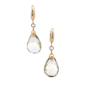 18kt yellow Gold Dangling Earrings with Briolette cut Citrines