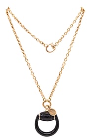 GUCCI Milano Enameled Horsebit Dangle Drop Necklace-Pendant In 18Kt Yellow Gold