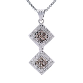 14kt white Gold Pendant with white & Champagne Diamonds