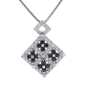 18kt white Gold Pendant with Black & White Diamonds