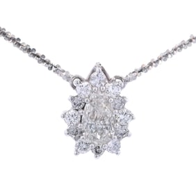 14kt white Gold Pendant Necklace with 1.02 Cts in Diamonds