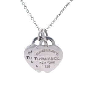 Tiffany & Co. Return to Tiffany Sterling Silver Pink Doble Heart Necklace
