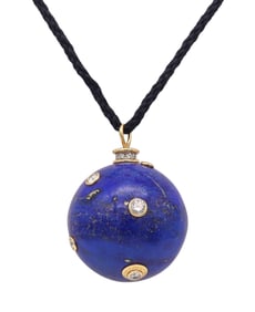 TIFFANY & CO. 1980 Paloma Picasso Lapis Necklace Pendant 18Kt Gold & Diamonds
