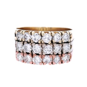 Hallmarked Vintage 18kt Tri-tones Gold with 1.45 Cts in Diamonds