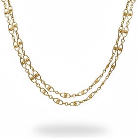 Antique 22Kt yellow Gold 42 inches Chain Necklace with 18Kt Gold Dog Clip Clasp