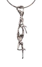 E. SILVERT 1960 Modernist Acrobats Sculptural Necklace In .925 Sterling Silver
