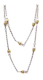 Arezzo 1960 Italian Modernist Long Sautoir Necklace In .925 Sterling Silver