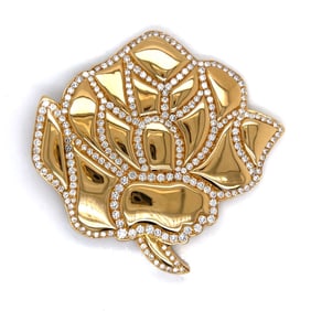 ARFAN PARIS French 18K Yellow Gold 16.80 Ct. Diamond Brooch