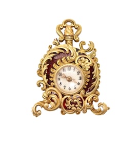 LE COULTRE 1890 Baroque Miniature Pendant Watch in 18Kt Gold & Guilloche Enamel