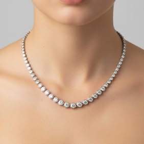 Platinum 11.00 Ct. Graduated Diamond Necklace