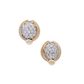 Mid-century 18kt yellow & white Gold Earrings with 2.00 Cts in Diamonds