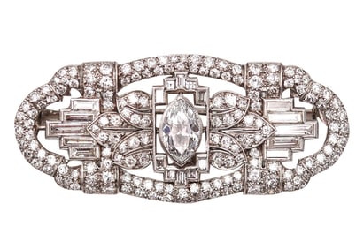 Art Deco 1932 Convertible Pendant Brooch In Platinum With 3.97 Ctw In Diamonds GIA CERT