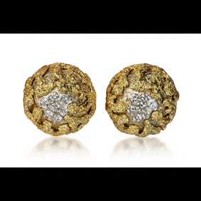 TOBIAS Mid-Century 18K Yellow Gold Diamond Earrings