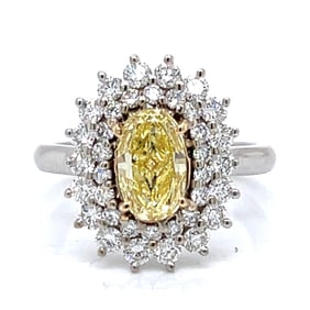 D. VATCHE 14K White Gold GIA Certified 1.06 Ct. Fancy Yellow Diamond Ring