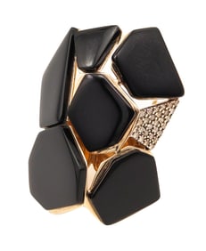 H. Stern 1980 Diane Von Furstenberg Geometric Ring In 18Kt Gold Diamonds & Onyx