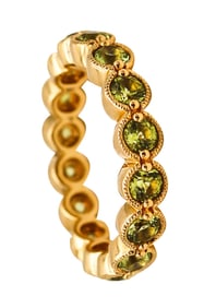 Bony Levy Eternity Band Ring In 18Kt Yellow Gold With 2.42 Cts In Green Peridots
