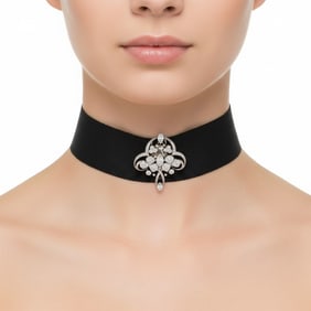 Art Deco Platinum Choker Necklace with 5.35 Cts in Diamonds