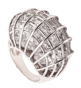 VERDURA Milano Caged Cocktail Ring In 18Kt White Gold With 25 Rock Quartzes