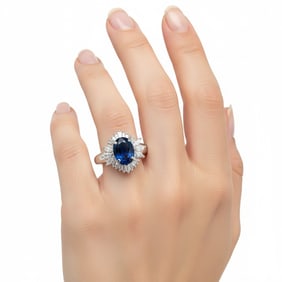 Platinum 2.05 Ct. Sapphire & Diamond Ballerina Ring