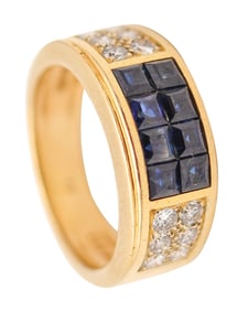 CARTIER Ring Band In 18Kt Yellow Gold With 1.54 Ctw In Sapphires & Diamonds