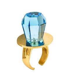 GEM RING POP Anthony Kantor Cocktail Ring In 14Kt Yellow Gold & 28 Ctw Blue Topaz
