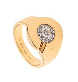 DINH VAN Paris 1990 Menottes Ring In Solid 18Kt Yellow Gold With VVS Diamonds