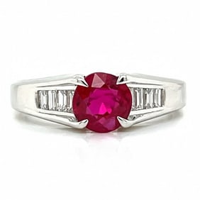 Platinum GIA Certified 1.08 Ct. Ruby & Diamond Ring