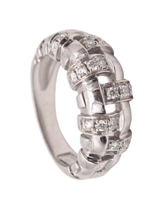 TIFFANY & CO. Vannerie Collection Ring In 18Kt White Gold With VS Diamonds