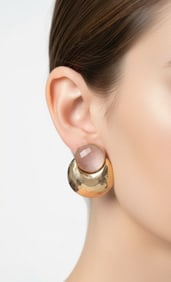 Mid-Century 14K Yellow Gold Rock Crystal Earrings