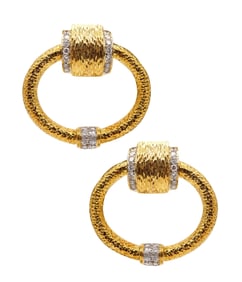 MODERNISTS 1970 Door Knockers Earrings In 18Kt Gold With 2.84 Ctw Diamonds