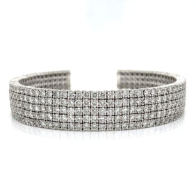 18K White Gold 16.96 Ct. Diamond Cuff Bracelet