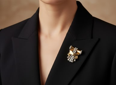 Art Deco 18K & Platinum Diamond Brooch