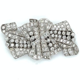 Art Deco Platinum 9.00 Ct. Diamond Clips/Brooch
