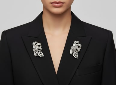 Art Deco Platinum Clips with 7.20 Cts in Diamonds