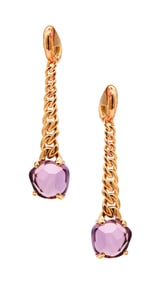 POMELLATO Dangle Drop Lola Earrings In 18Kt Yellow Gold With Purple Amethysts