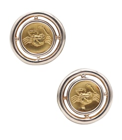 Lalaounis 1970 Akragas Crabs Clips-On Earrings In 18Kt Yellow Gold and Sterling