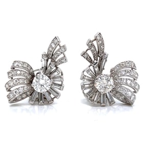 Art Deco Platinum 3.90 Ct. Diamond Earrings