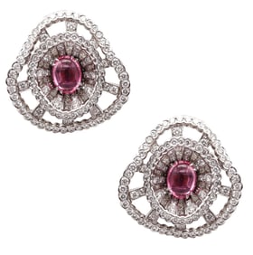 Boucheron Paris Earrings In 18Kt Gold With 10.42 Ctw In Diamonds And Tourmalines