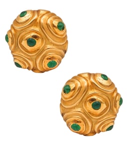 Angela Cummings Studios Free Forms Clip Earrings In 18Kt Gold With Emeralds